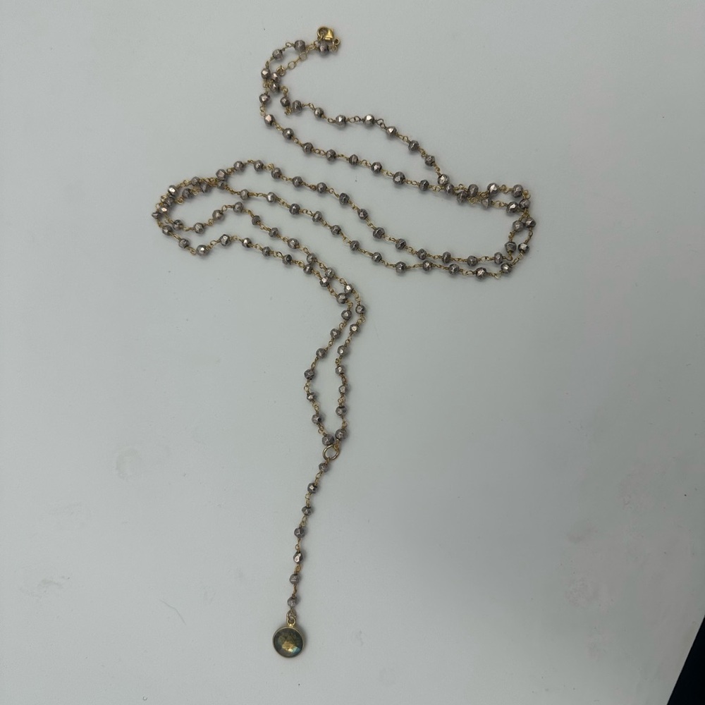Hematite Labradorite Sterling Long Necklace